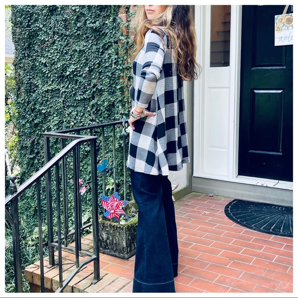 #28 Long sleeves swing checkered tunic top - Picture 5 of 7